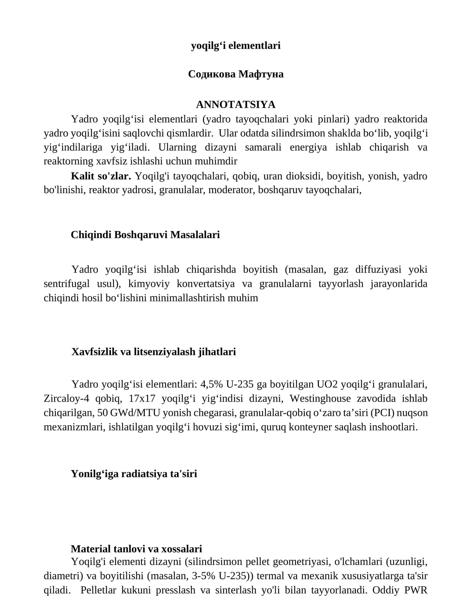Yadro yoqilgʻisi elementlari 1
