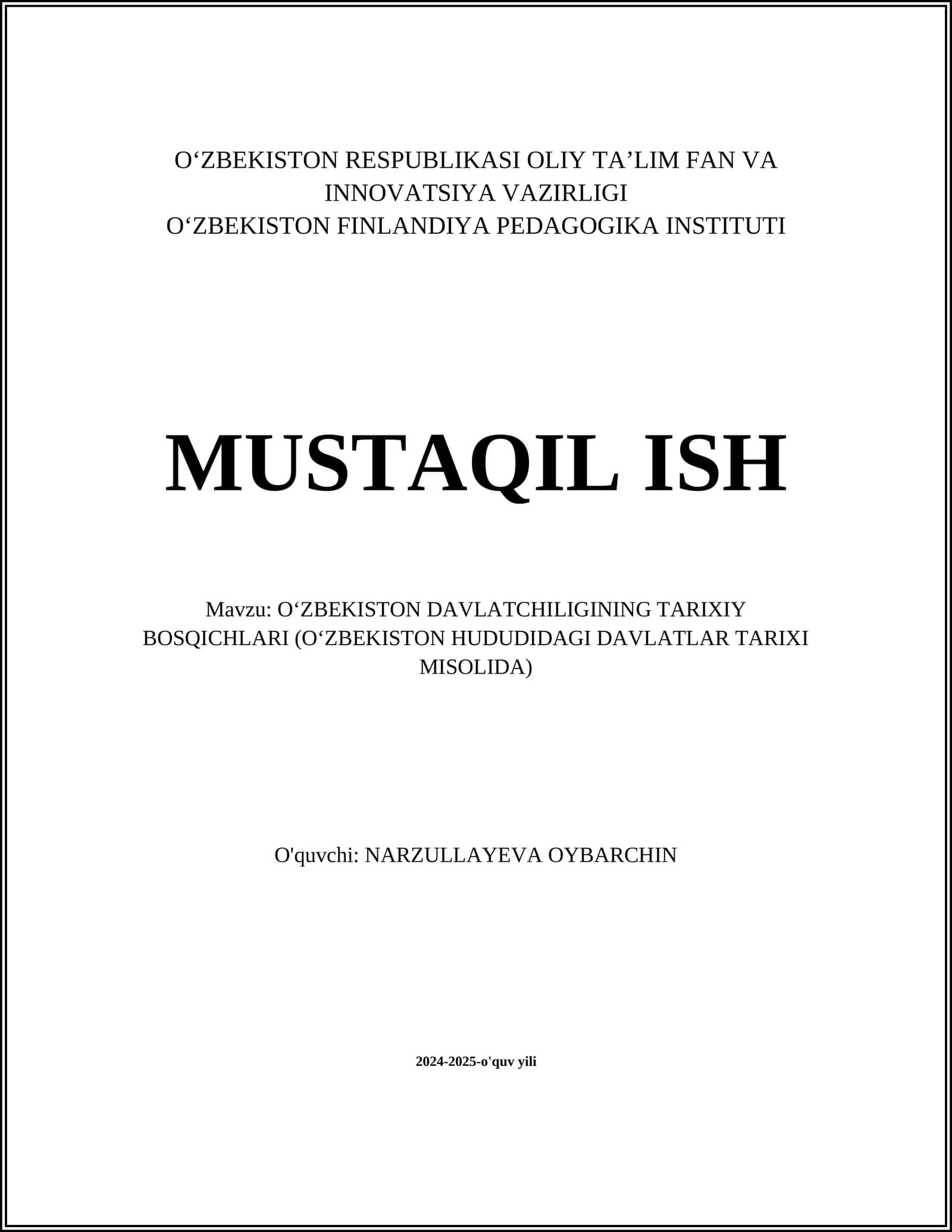 Oʻzbekiston Davlatchiligining Tarixiy Bosqichlari 1