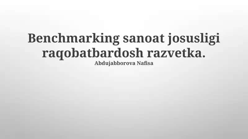Sanoat josusligi va raqobatbardosh razvedkasi 1