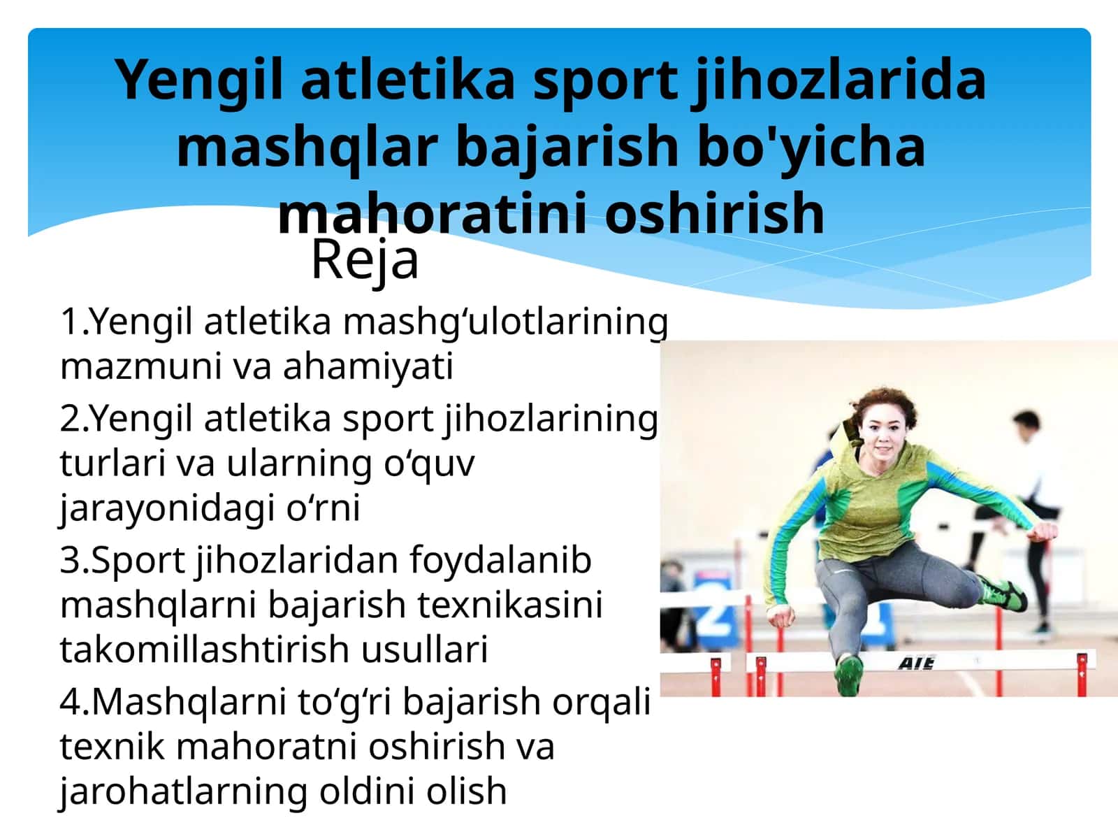 Yengil atletika sport jihozlarida mashqlar bajarish bo'yicha mahoratini oshirish 1
