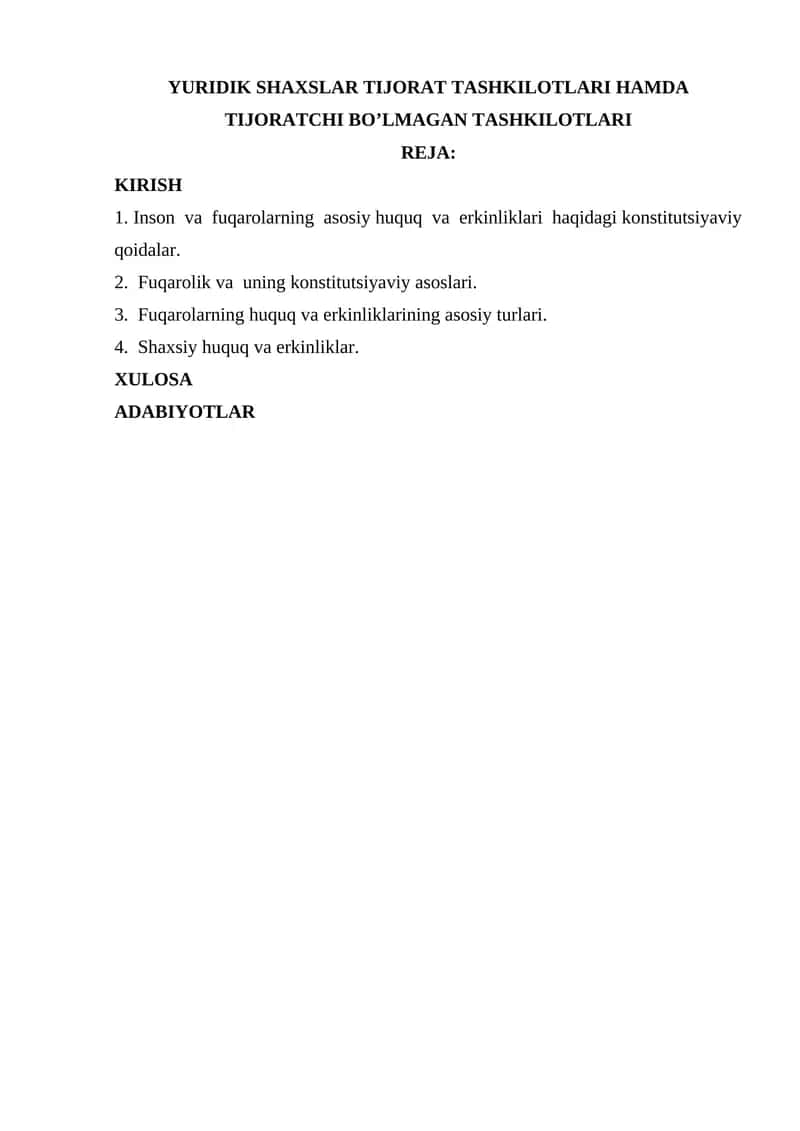Inson va fuqarolarning asosiy huquq va erkinliklari 1
