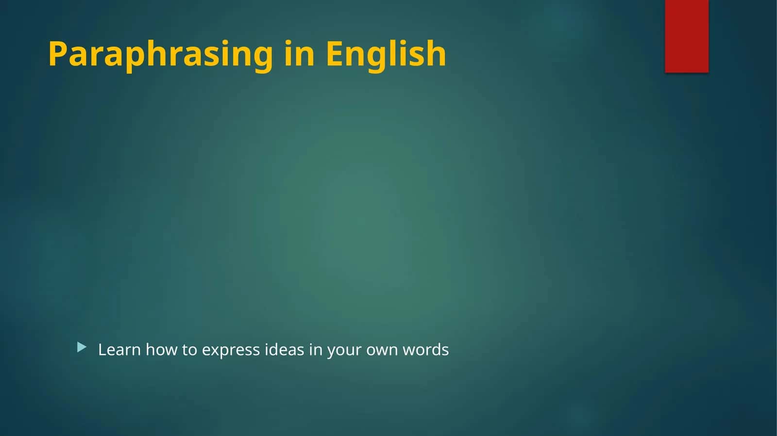 Paraphrasing in English 1