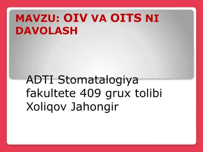 OIV VA OITSNI DAVOLASH 1