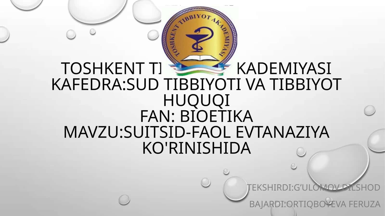 BIOETIKA - Suitsid-faol evtanaziya ko'rinishida 1
