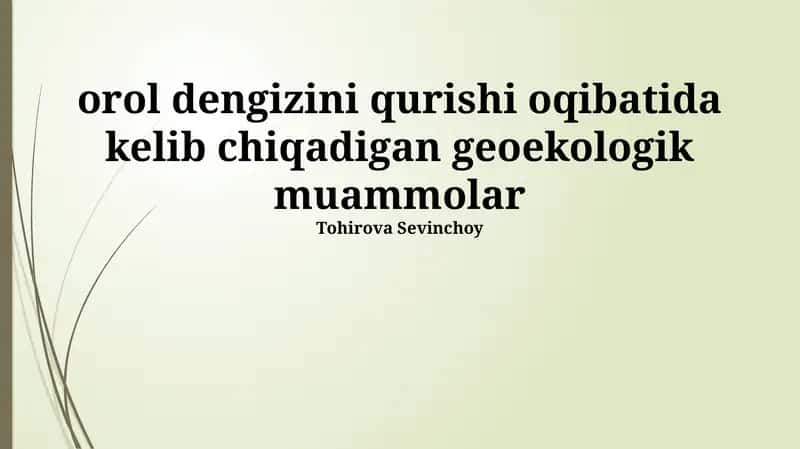 Orol Dengizining Geoekologik Muammolari 1