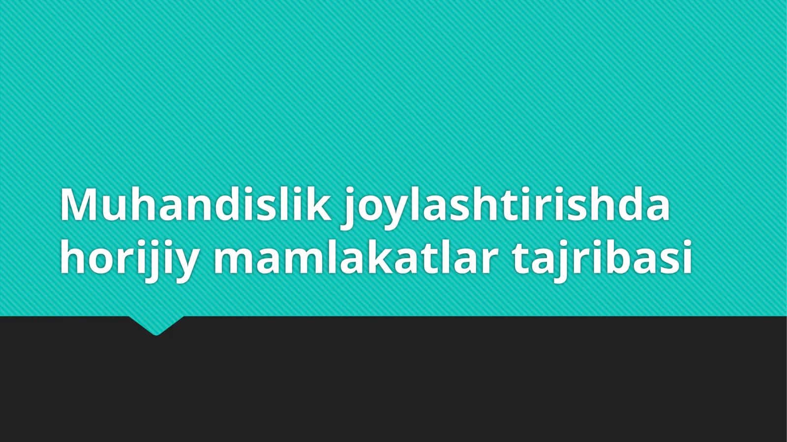 Muhandislik joylashtirishda horijiy mamlakatlar tajribasi 1