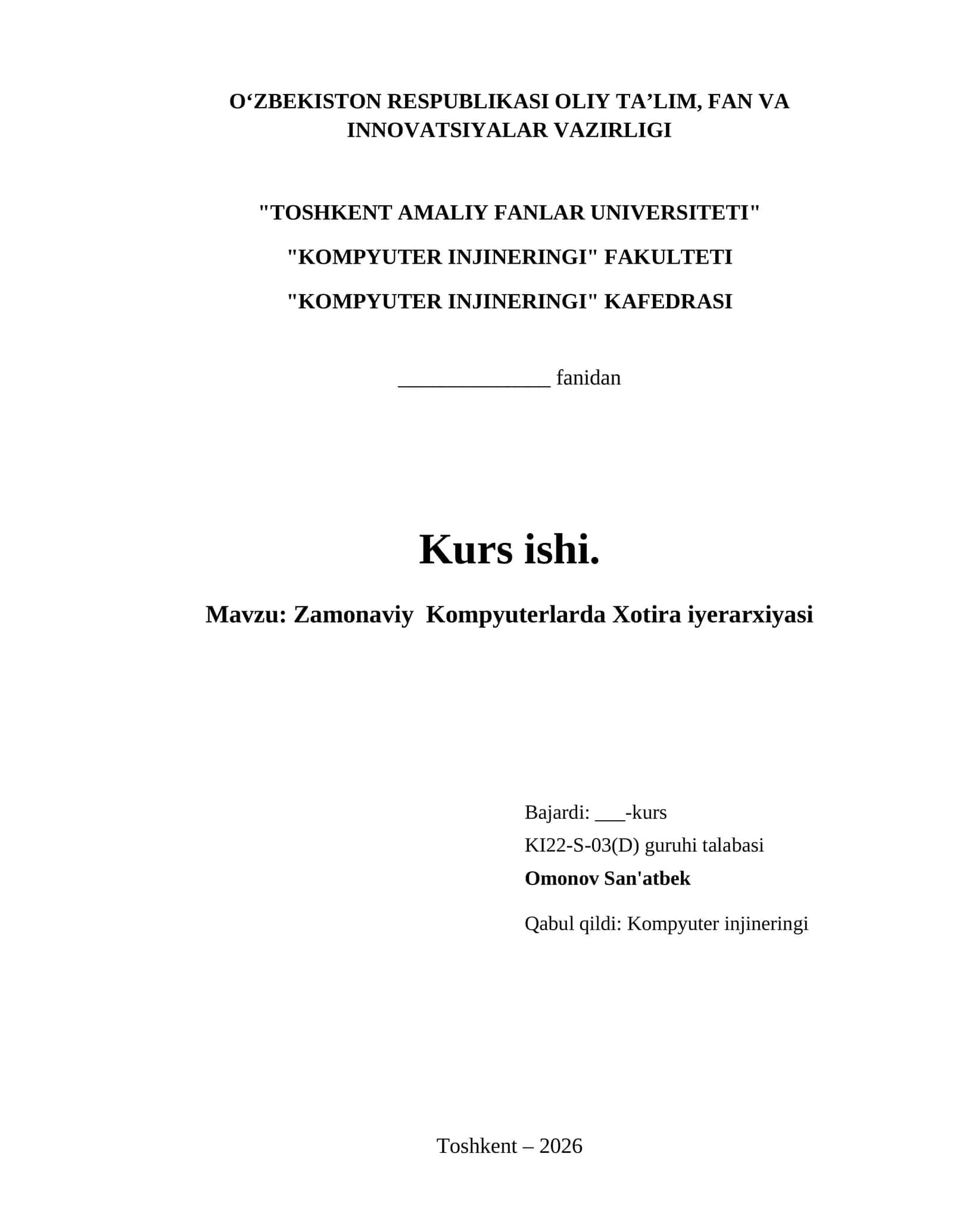 Zamonaviy  Kompyuterlarda Xotira iyerarxiyasi 1