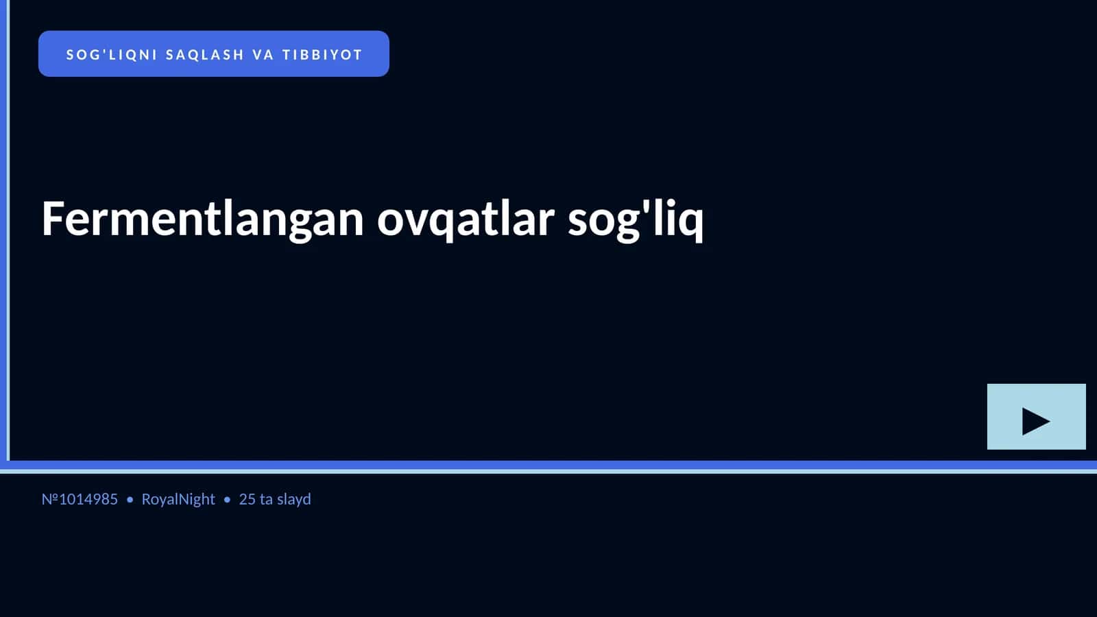 SOG'LIQNI SAQLASH VA TIBBIYOT 1