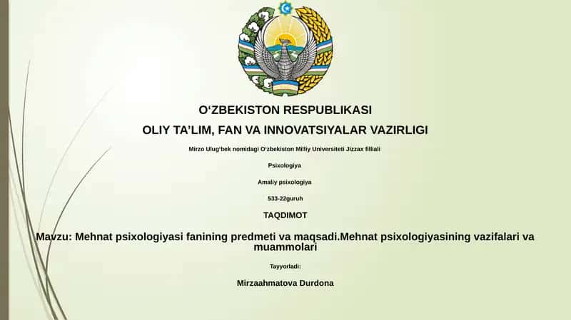 Mehnat psixologiyasi 1