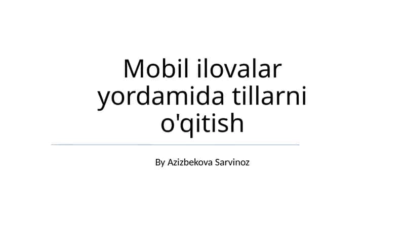 Mobil Til O'rgatish Ilovalari 1