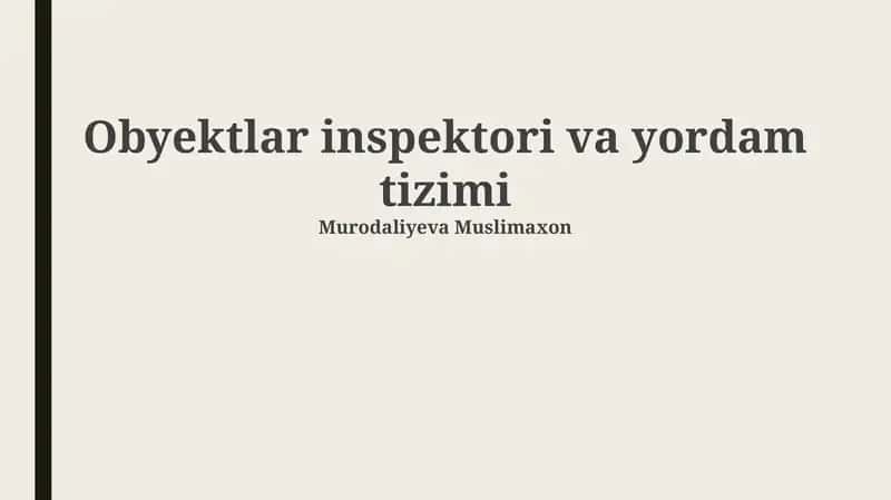 Obyektlar inspektori va yordam tizimi 1