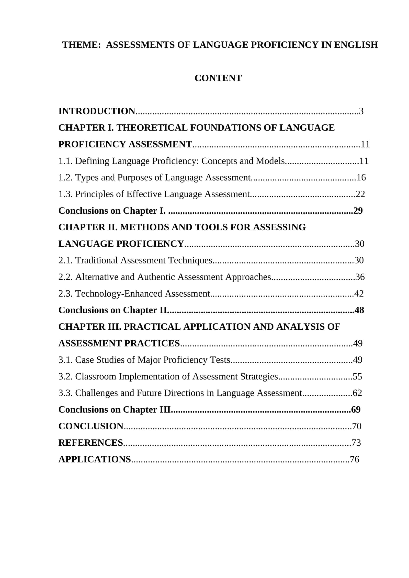 Assessments of language proficiency in English 1