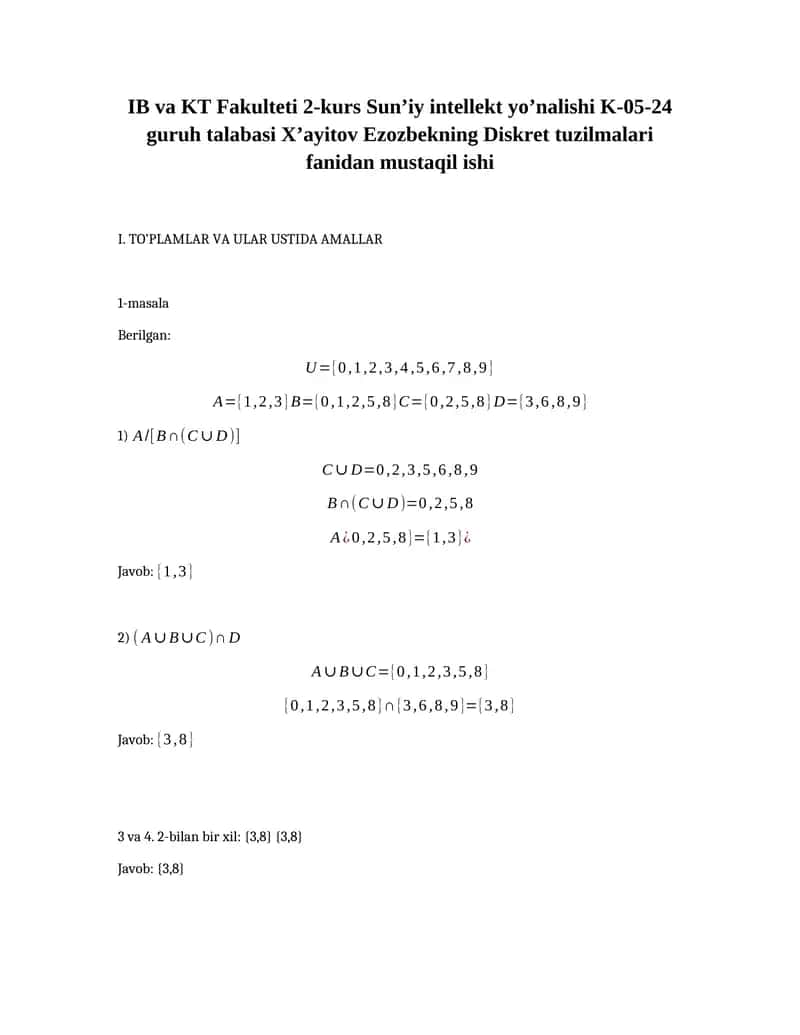 Diskret tuzilmalari 1