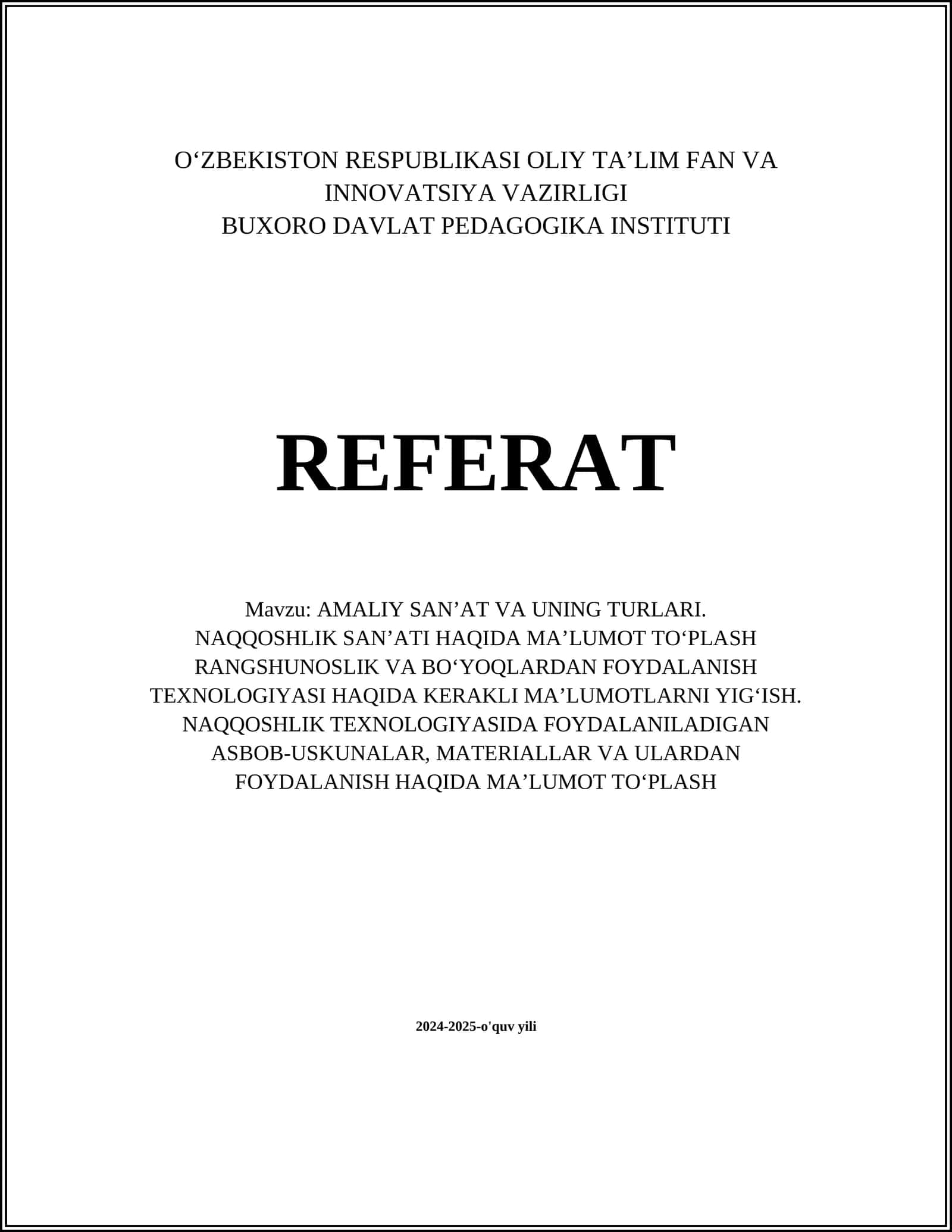 AMALIY SAN’AT VA UNING TURLARI 1