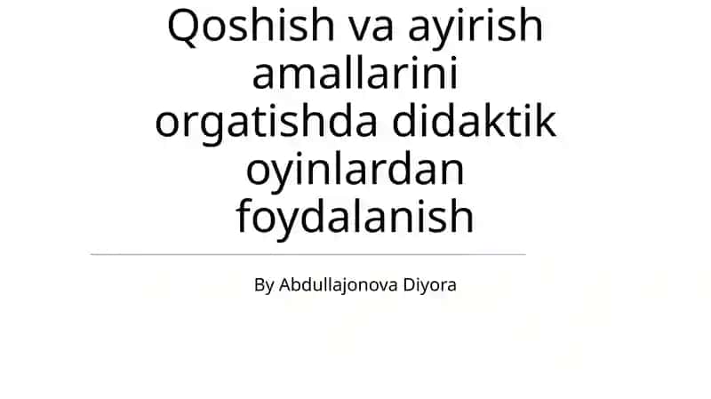 Didaktik O'yinlar