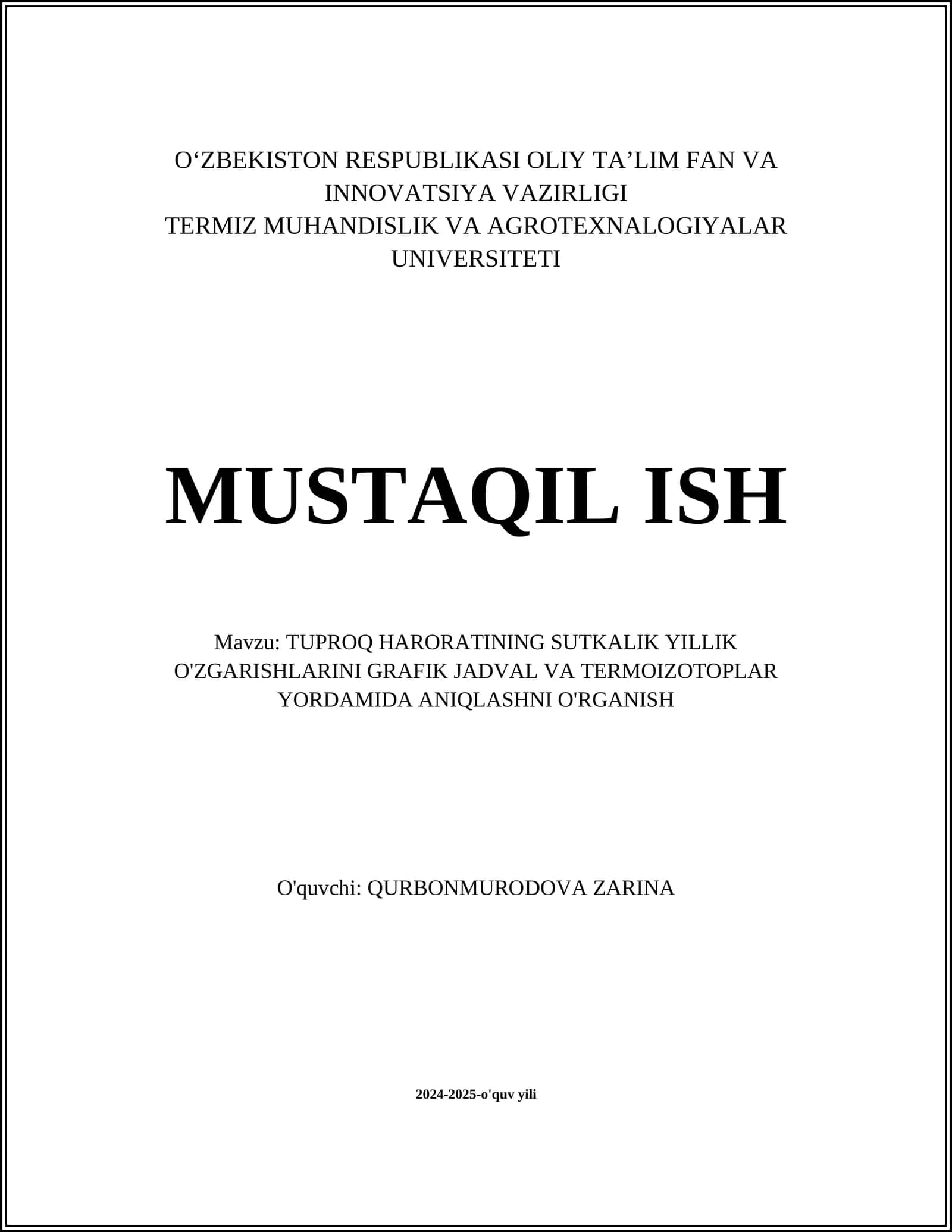 Tuproq haroratining sutkalik yillik o'zgarishlari 1