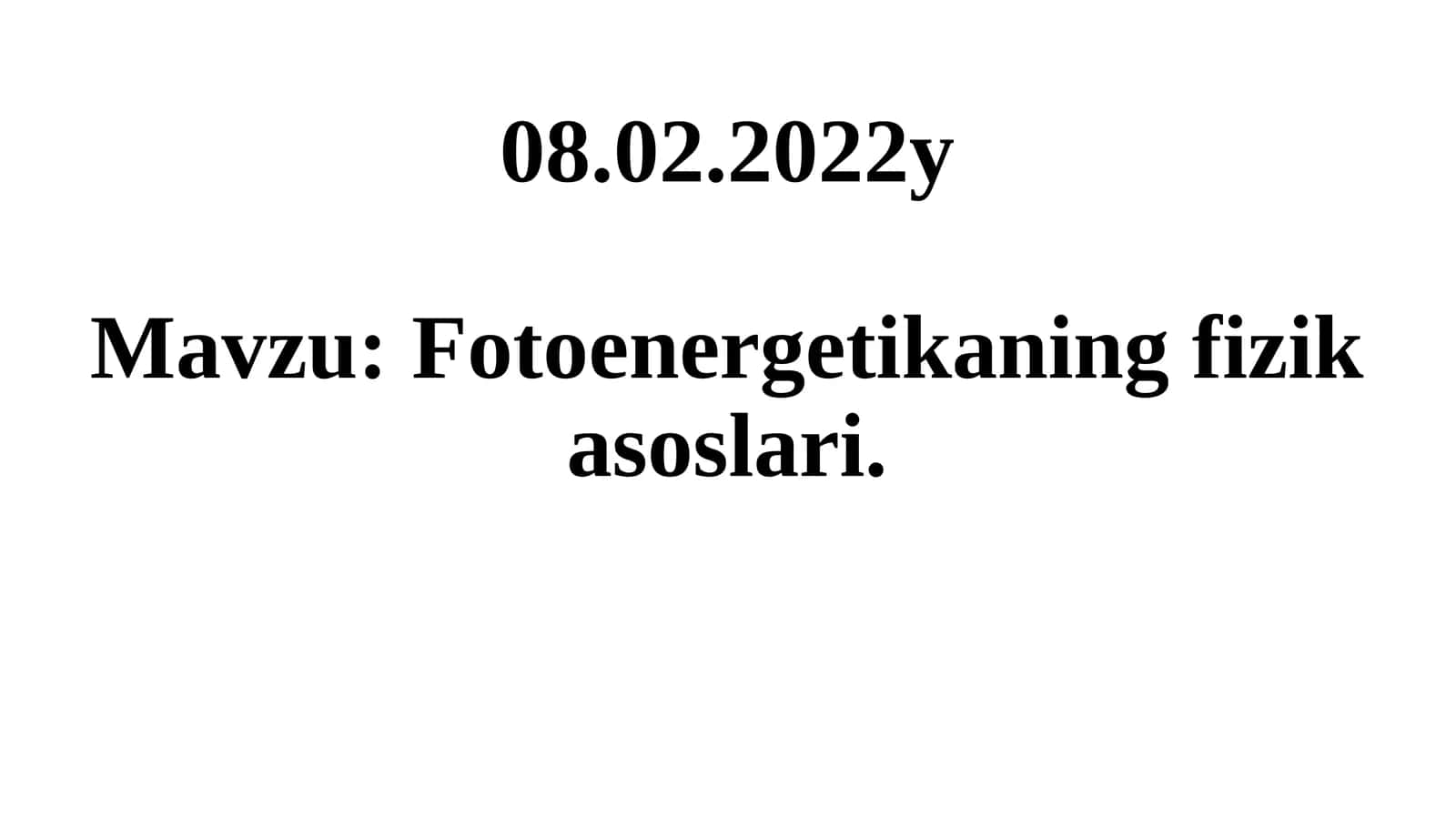 Fotoenergetikaning fizika asoslari 1
