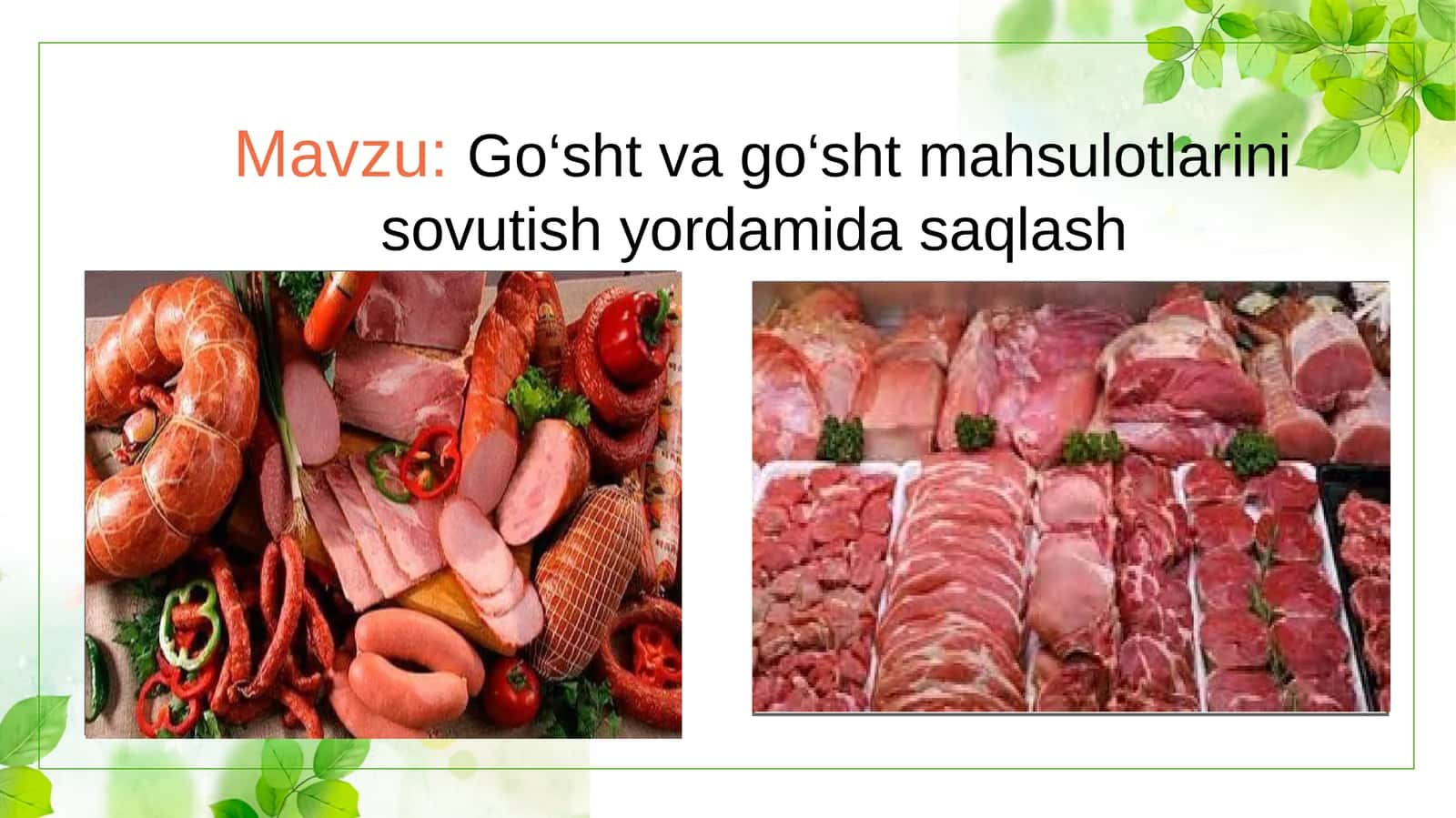 Go‘sht va go‘sht mahsulotlarini sovutish yordamida saqlash 1
