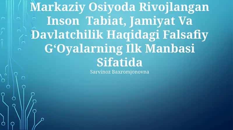 Avesto Qadimgi Davrda Markaziy Osiyoda Rivojlangan Inson Tabiat, Jamiyat Va Davlatchilik Haqidagi Falsafiy GʻOyalarning Ilk Manbasi Sifatida 1