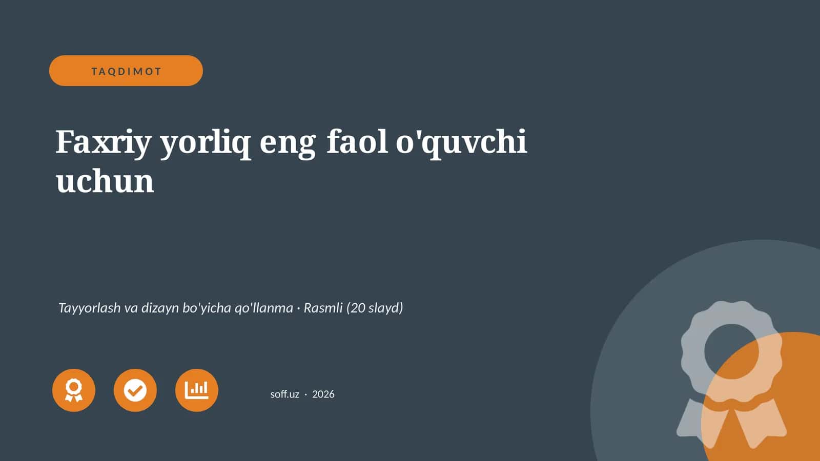Faxriy yorliq eng faol o'quvchi uchun 1