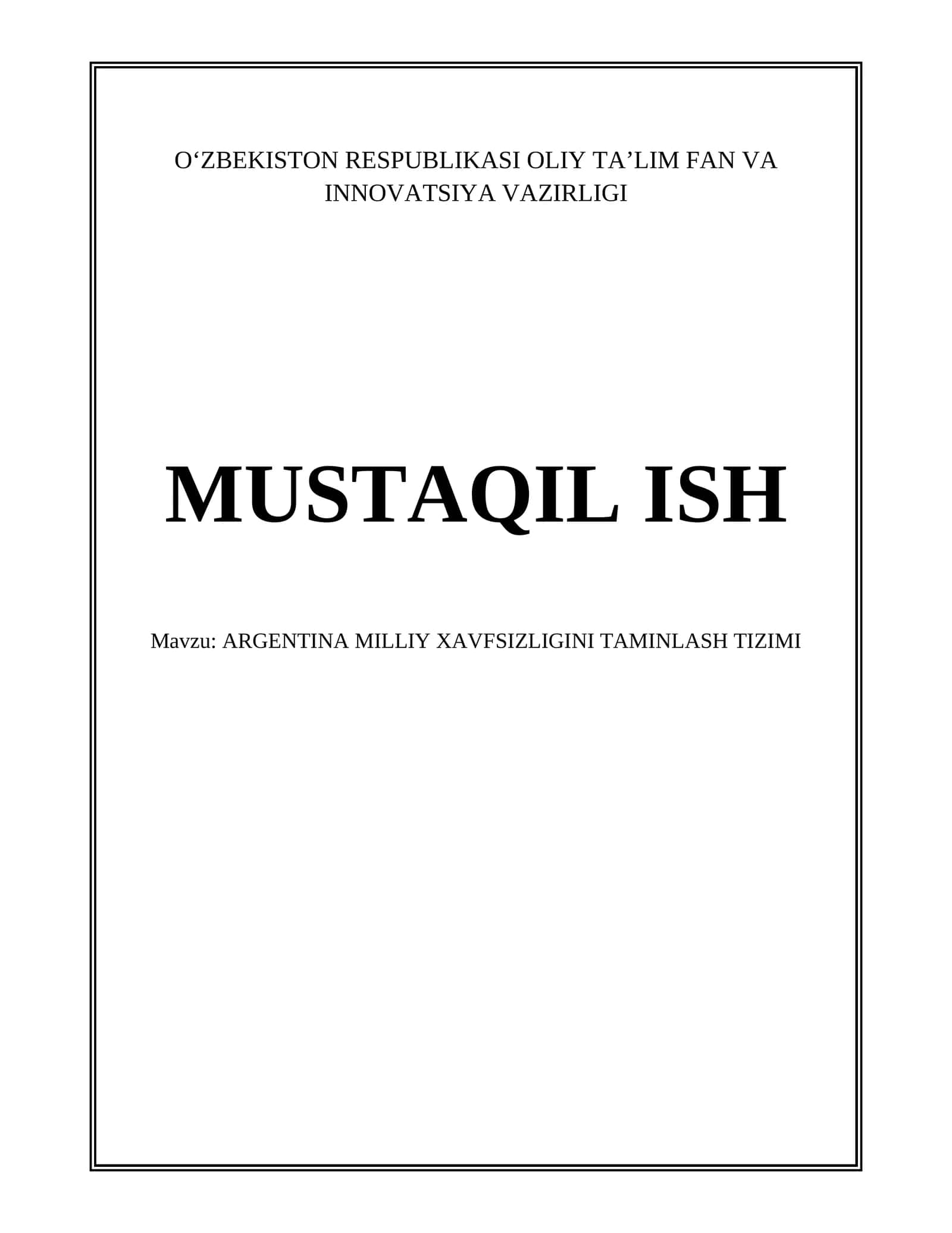 ARGENTINA MILLIY XAVFSIZLIGINI TAMINLASH TIZIMI 1