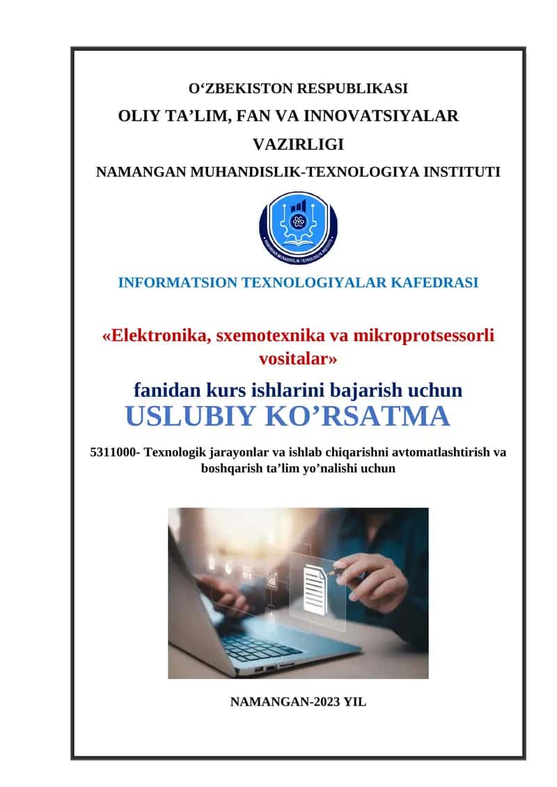Elektronika, sxemotexnika va mikroprotsessorli vositalar 1