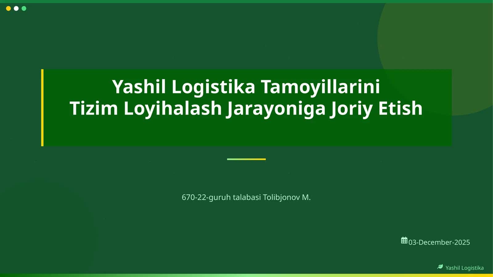 Yashil Logistika Tamoyillarini Tizim Loyihalash Jarayoniga Joriy Etish 1