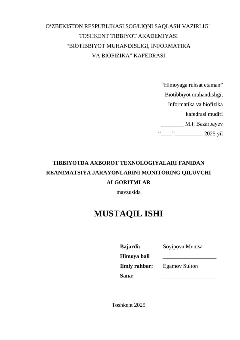 Reanimatsiya jarayonlarini monitoring qiluvchi algoritmlar 1