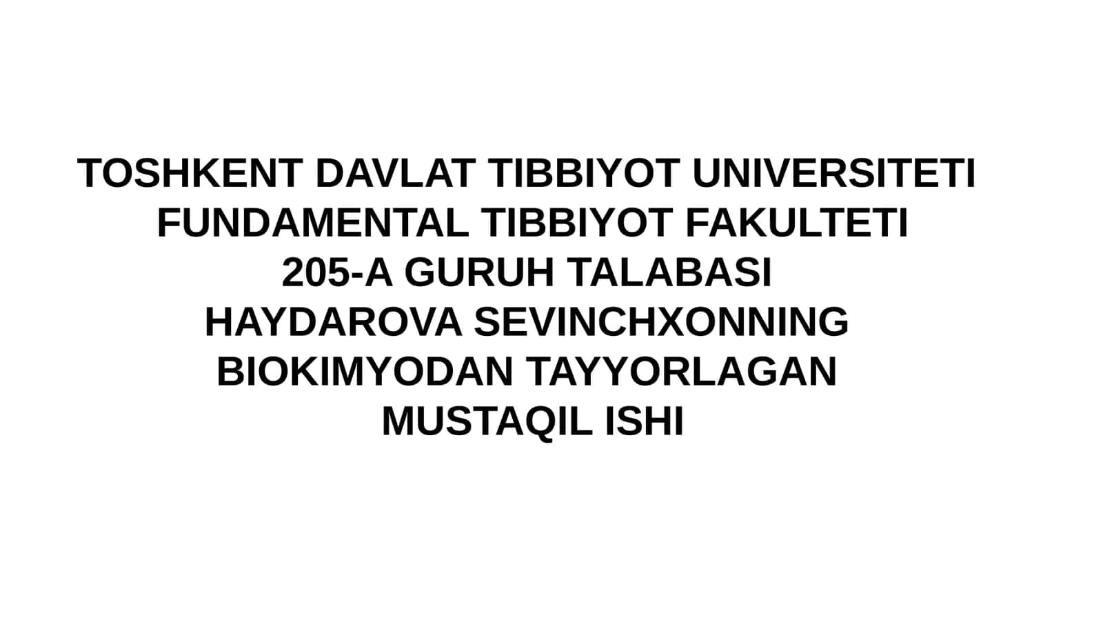 Biokimyodan Tayyorlagan Mustaqil Ishi 1