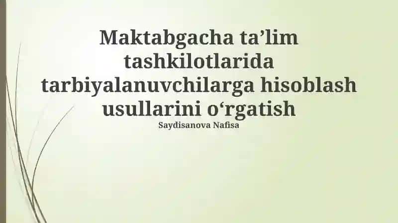 Hisob usullarini o'rgatish