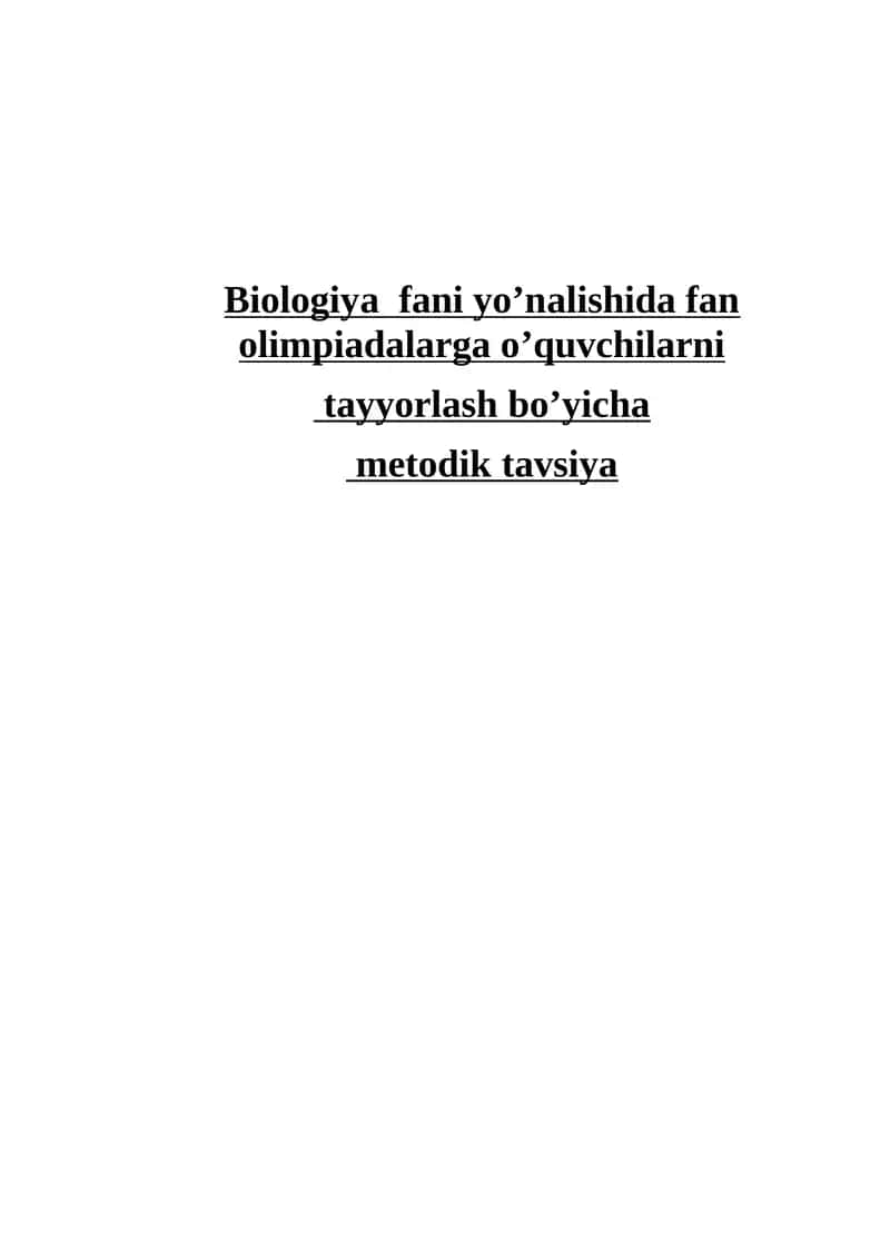 Biologiya Fan Olimpiadasi Metodik Tavsiyasi 1