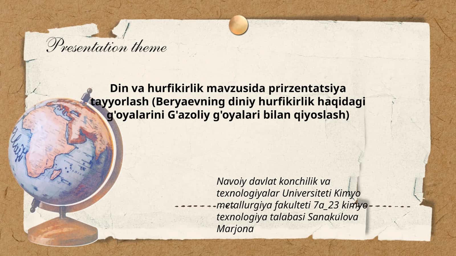 Din va hurfikirlik mavzusida prirzentatsiya tayyorlash 1
