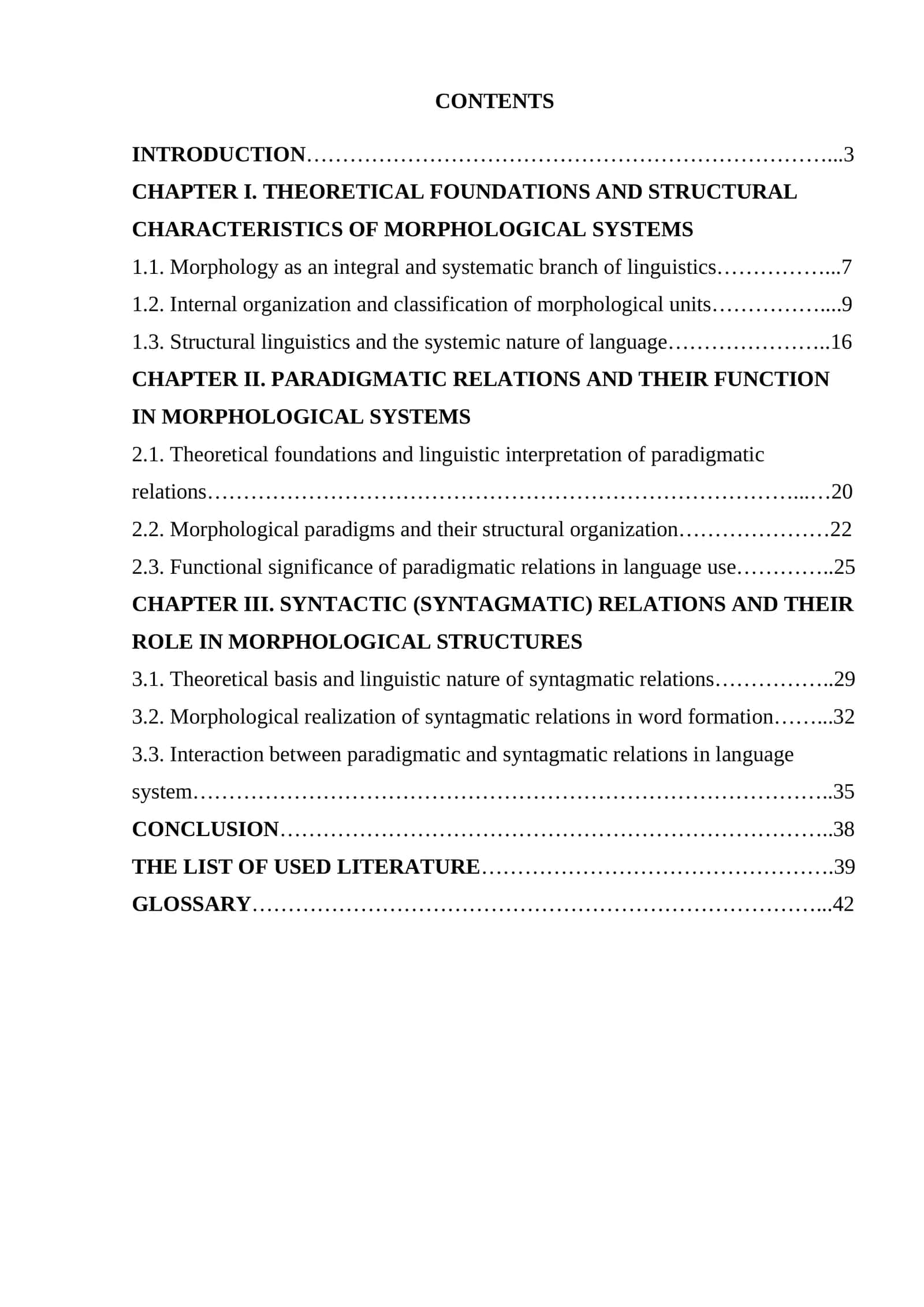 Paradigmatic and syntagmatic Relation in Morphological Systems 1