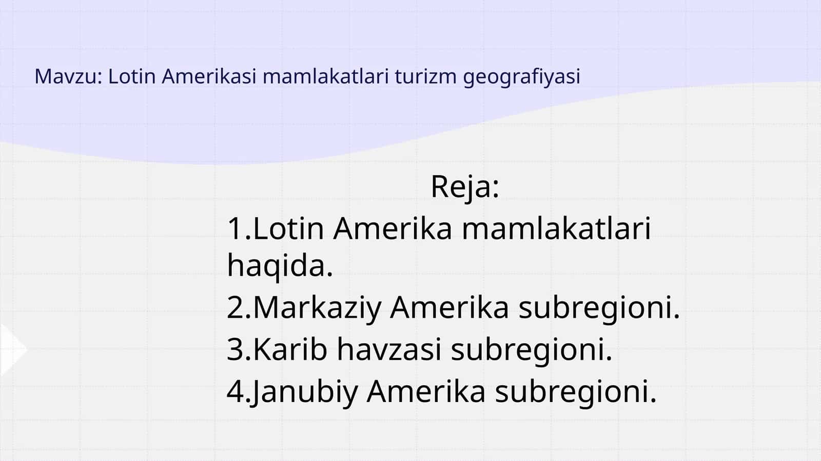 Lotin Amerikasi mamlakatlari turizm geografiyasi 1