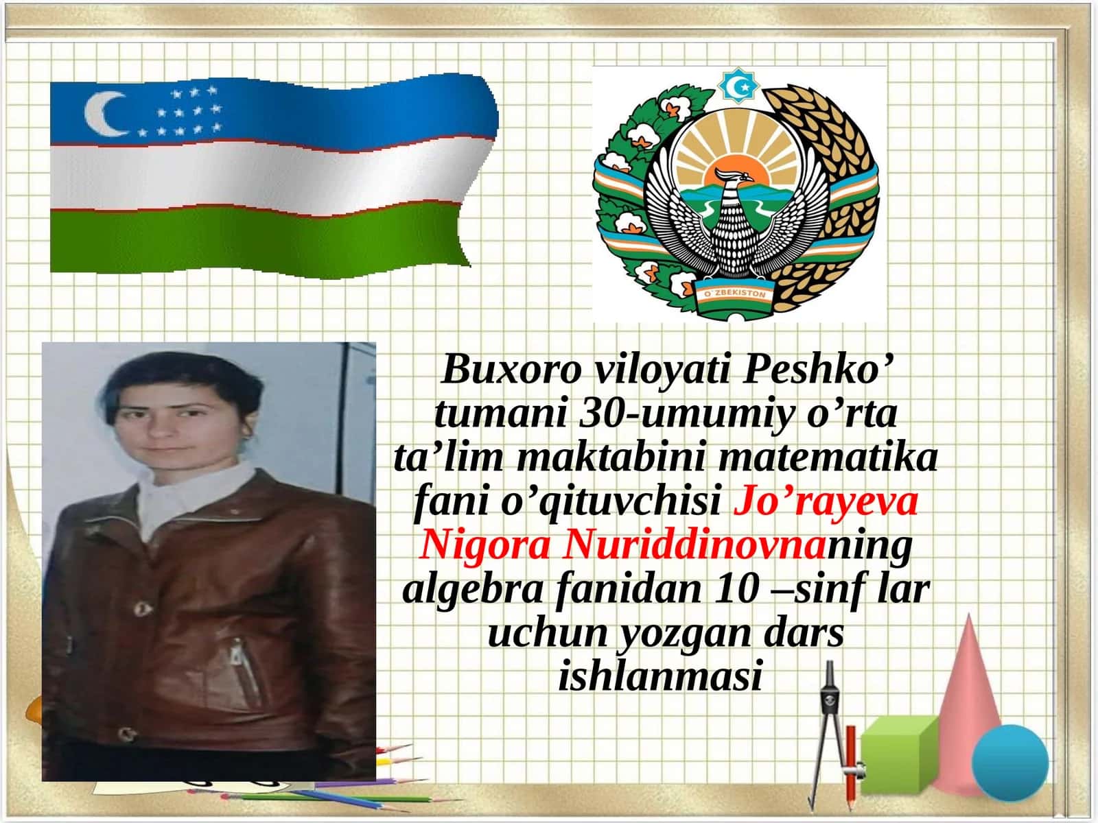10-sinf lar uchun yozgan dars ishlanmasi 1