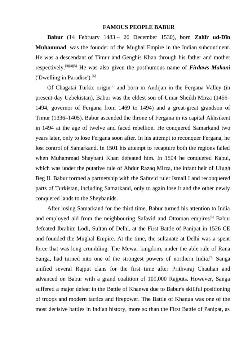 FAMOUS PEOPLE BABUR 1