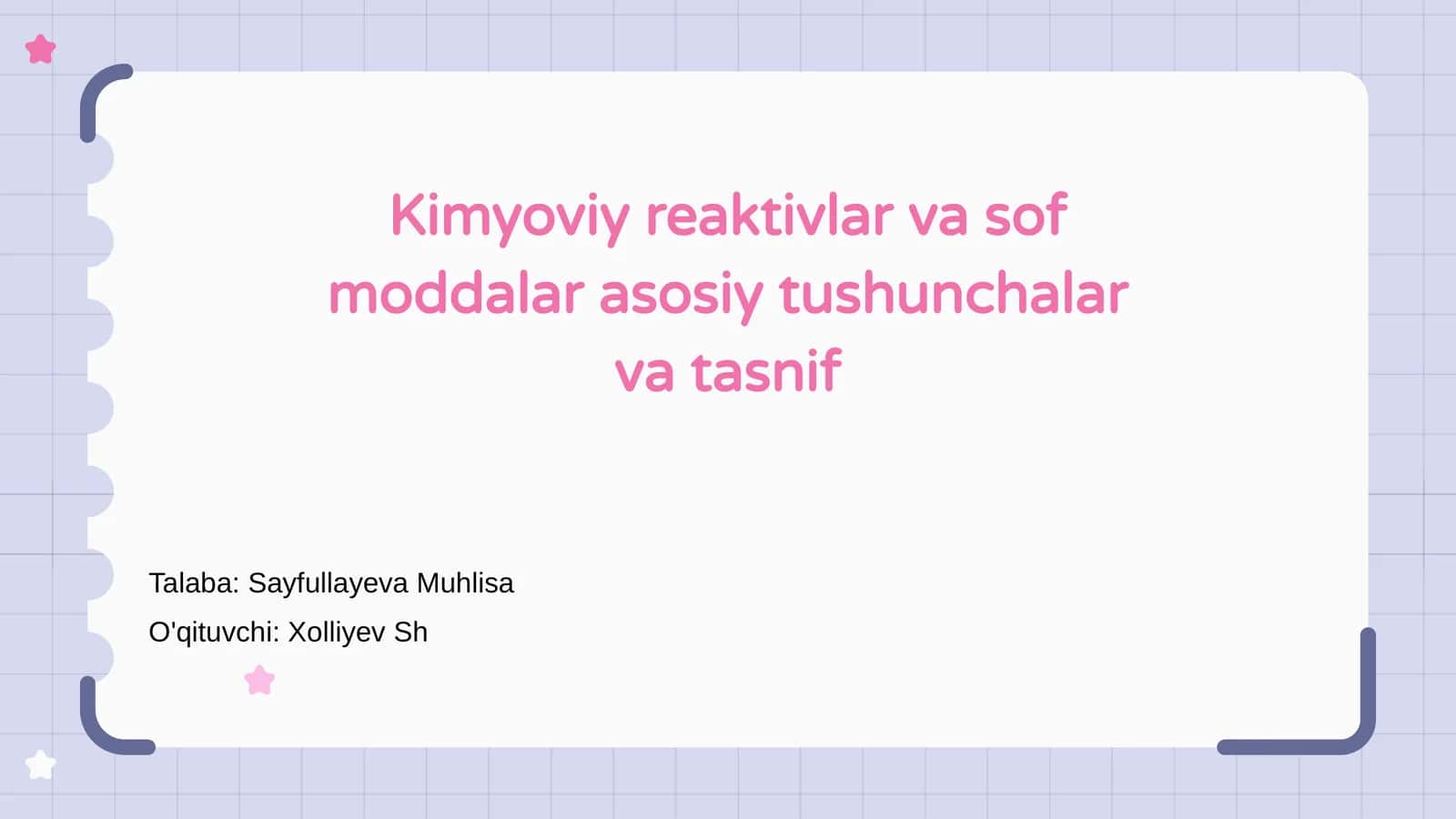 Kimyoviy reaktivlar va sof moddalar asosiy tushunchalar va tasnif 1