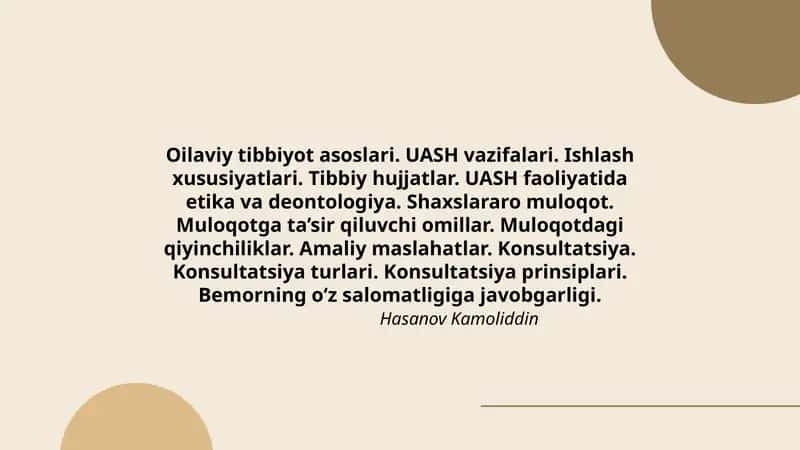 Oilaviy Tibbiyot Asoslari 1