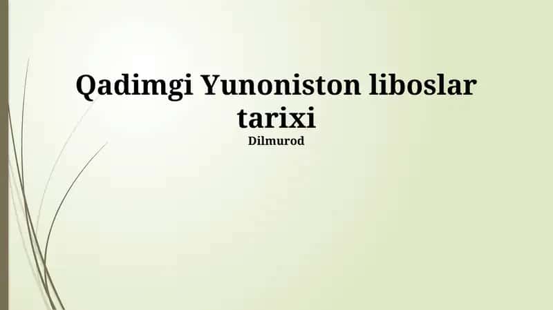 Qadimgi Yunoniston liboslar tarixi 1