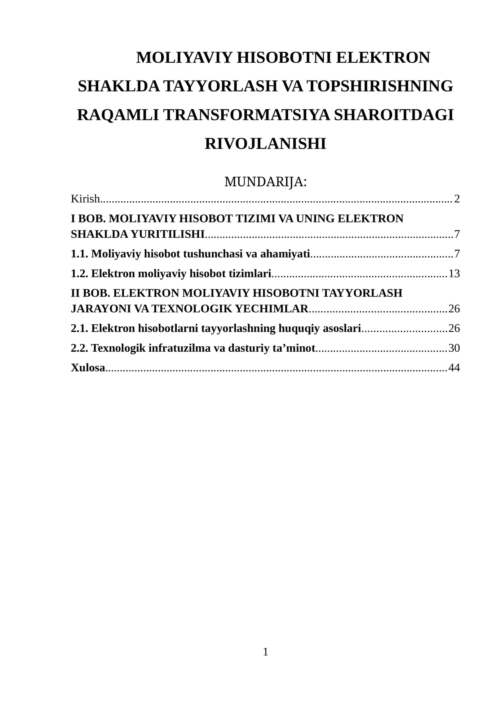 MOLIYAVIY HISOBOTNI ELEKTRON SHAKLDA TAYYORLASH VA TOPSHIRISHNING RAQAMLI TRANSFORMATSIYA SHAROITDAGI RIVOJLANISHI 1