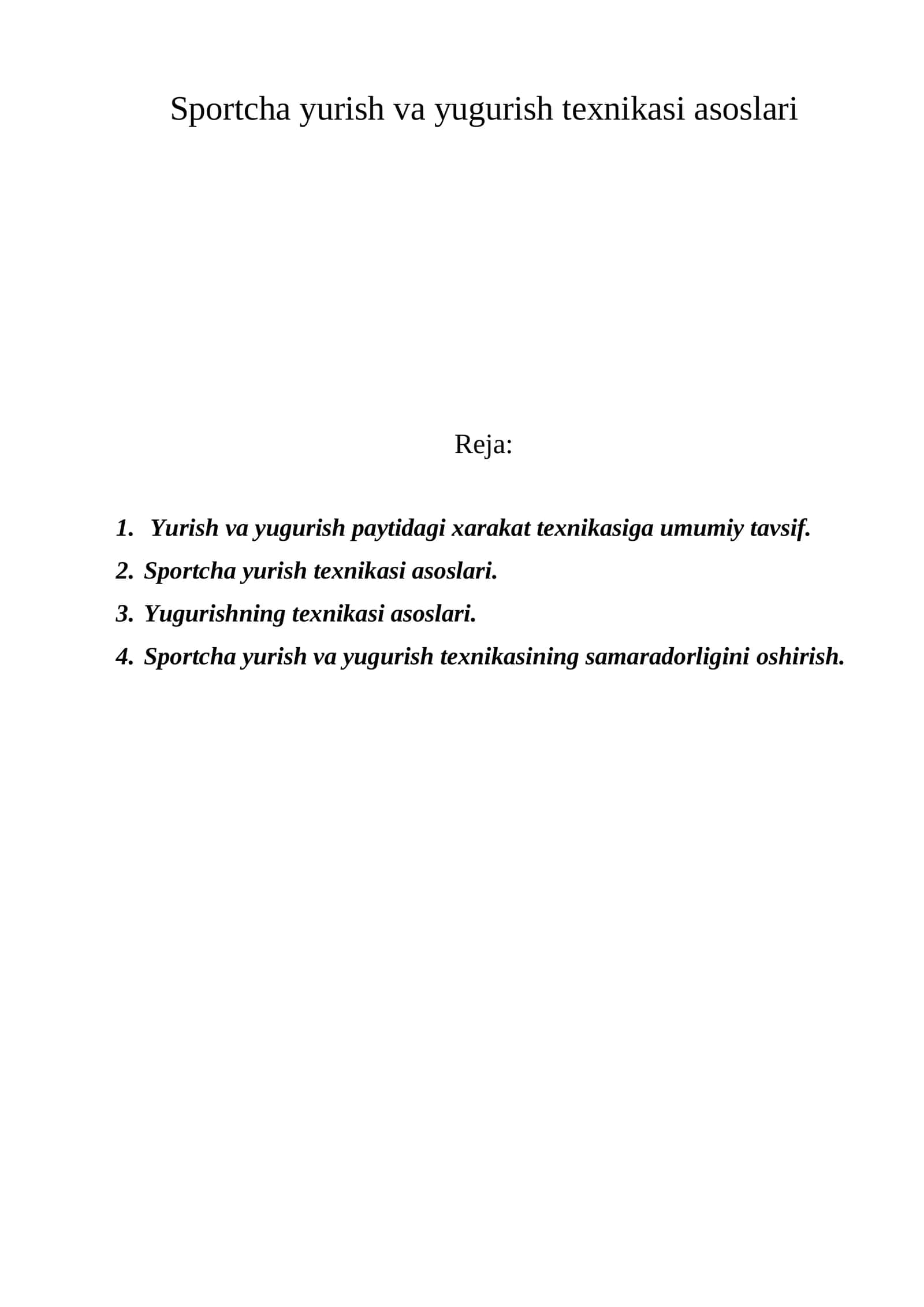 Sportcha yurish va yugurish teхnikasi asoslari 1