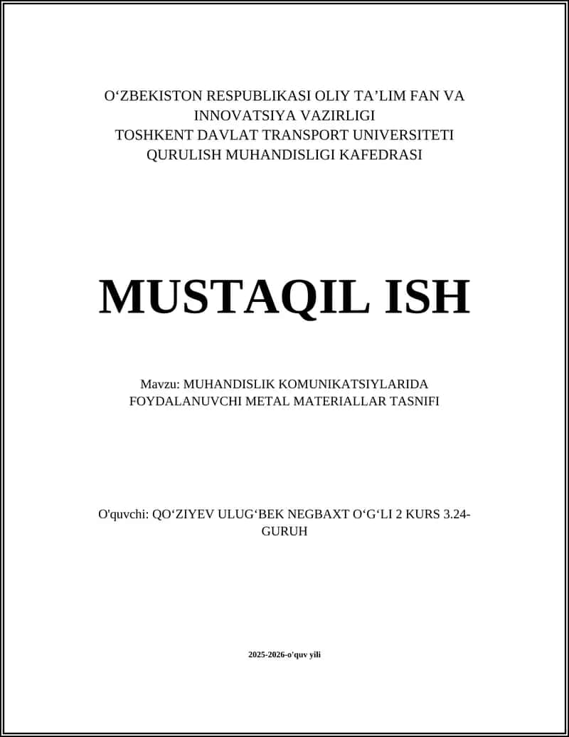 Temir asosidagi materiallar: uglerodli po'latlar tasnifi 1