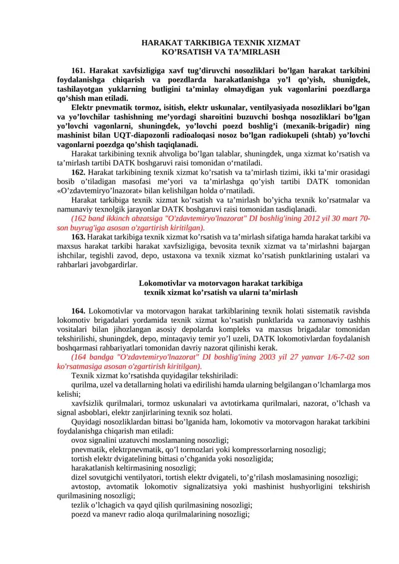 Harakat tarkibining texnik xizmat ko’rsatish va ta’mirlash 1