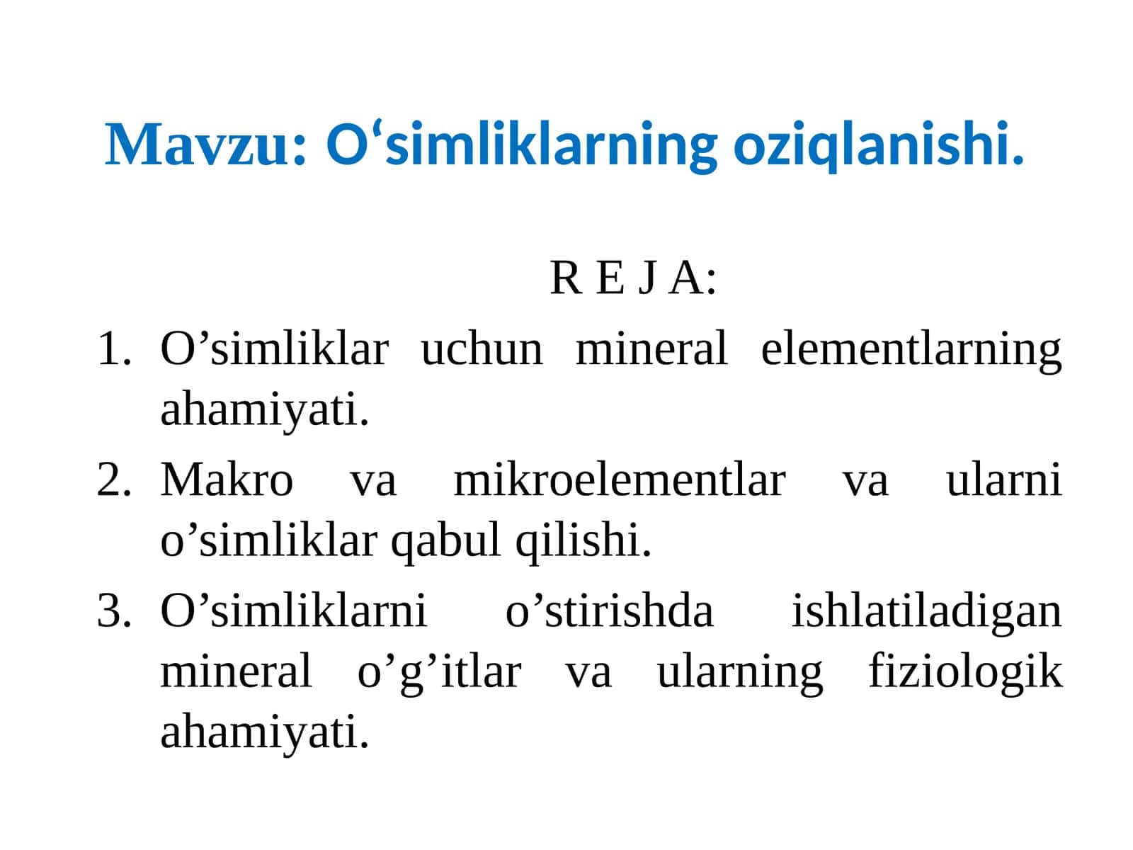 O‘simliklarning оziqlanishi 1