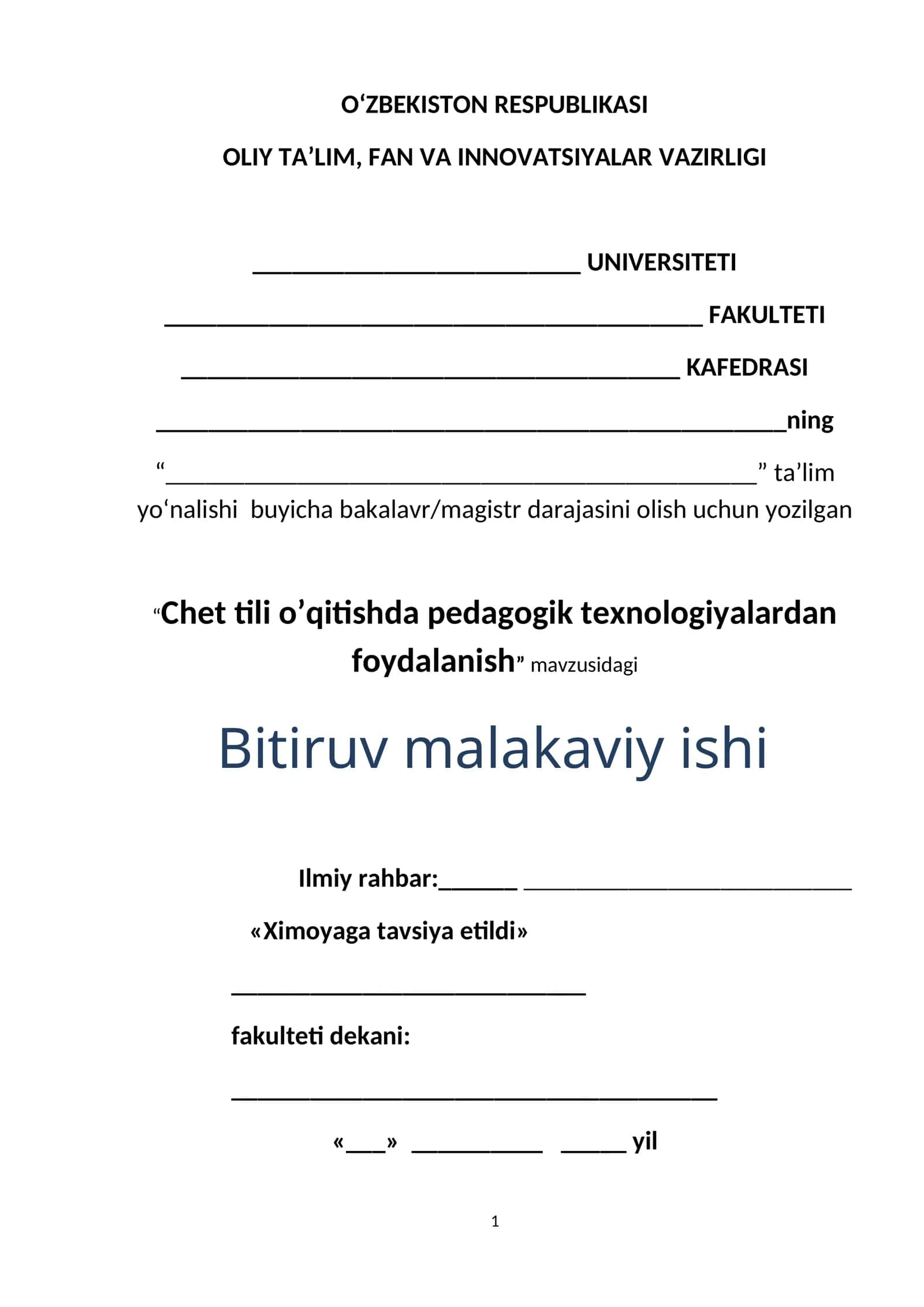 Chet tili o’qitishda pedagogik texnologiyalardan foydalanish 1