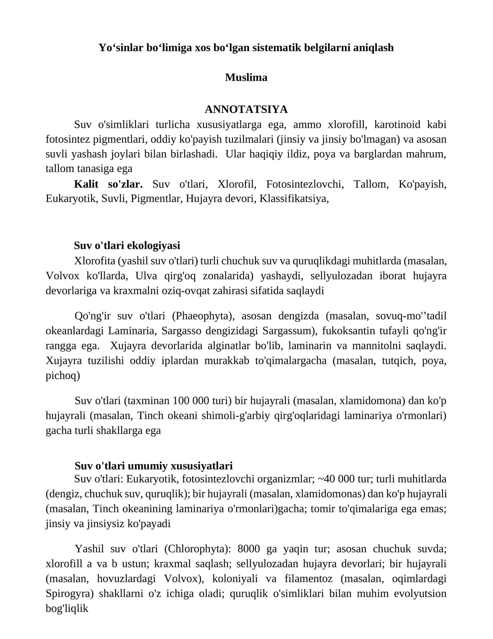 Suv o'simliklari 1