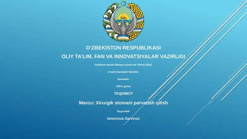 Xirurgik stomani parvarish qilish 1
