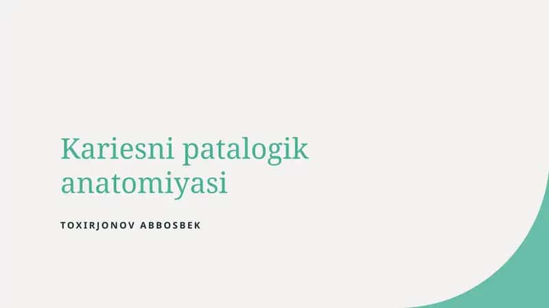 Kariesni patalogik anatomiyasi 1