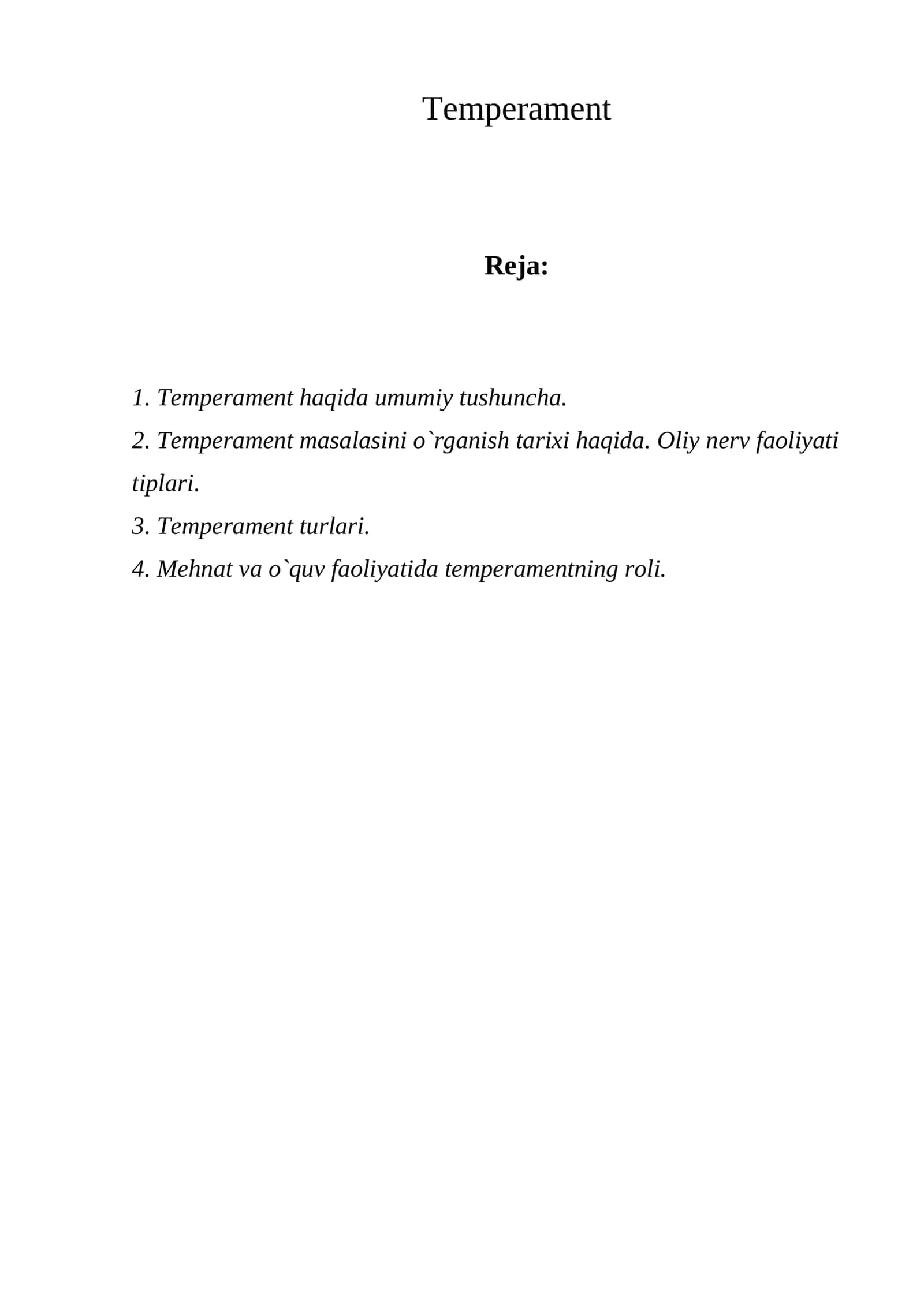 Temperament 1