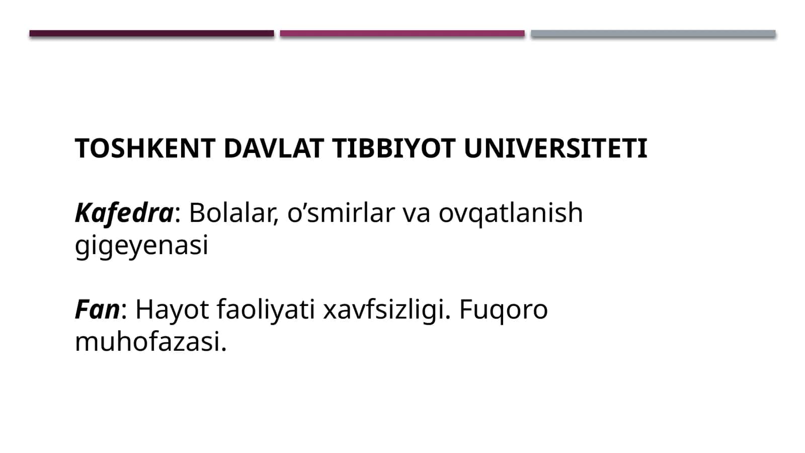 Shaxsiy himoyalanish vositalari. Shaxsiy tibbiy himoya vositalari 1